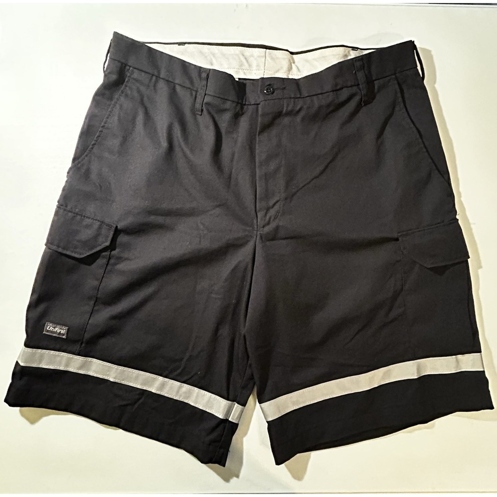 SofTwill by UniFirst Reflective Baggy Cargo Work Shorts Lot Black Mens Size 38X